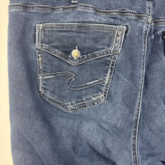 Silver Jeans Women's Plus Size 22 Blue Elyse Slim Boot Denim Jean‎ Pants - Picture 13 of 16